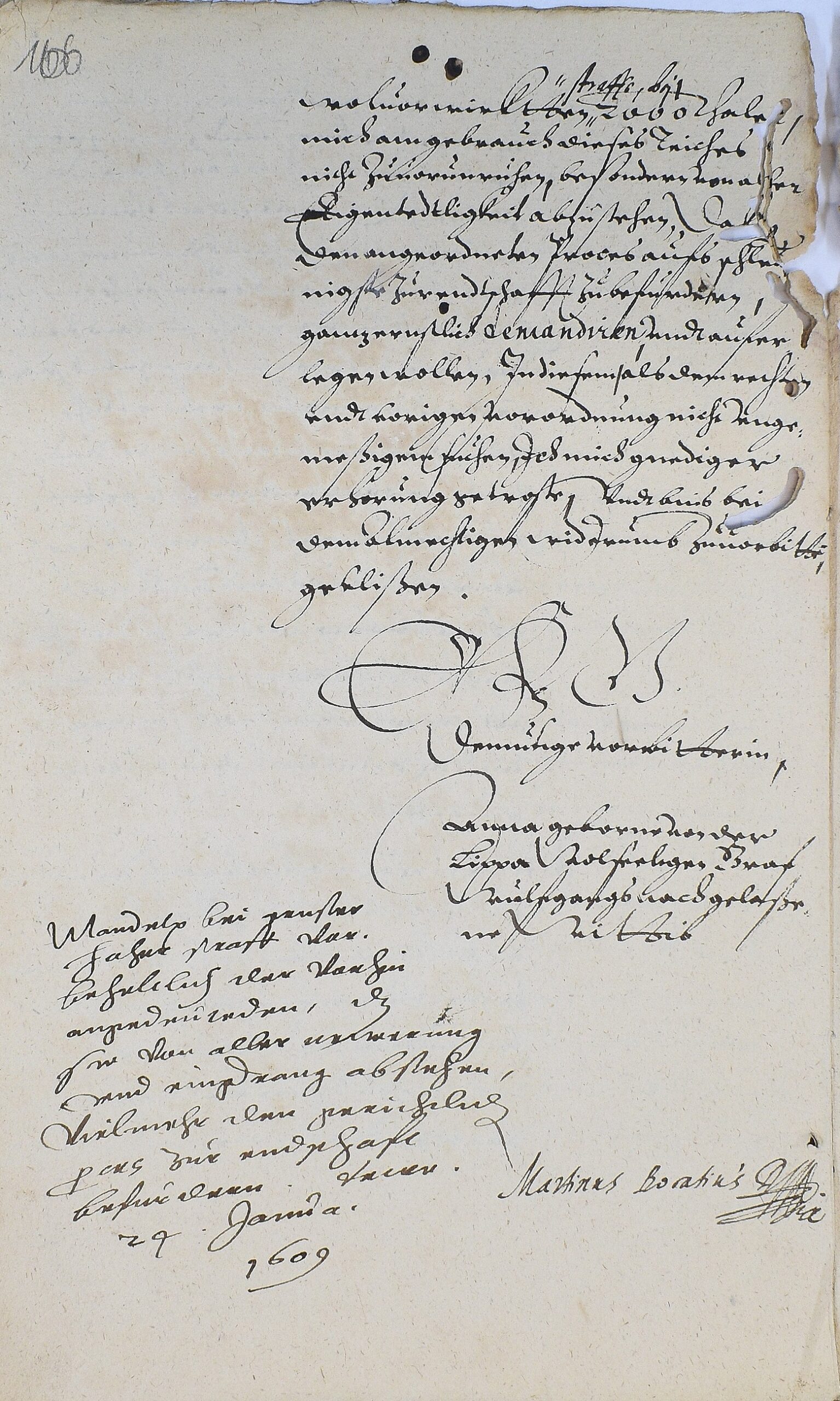 Karta dawnych akt Maszewa z podpisem Anny z Lippe, wdowy po Wolfgangu von Eberstein; skan 0106